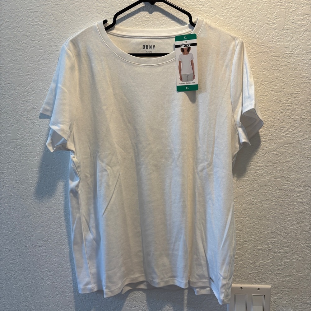 DKNY Crisp White Short Sleeve Organic Cotton Tee